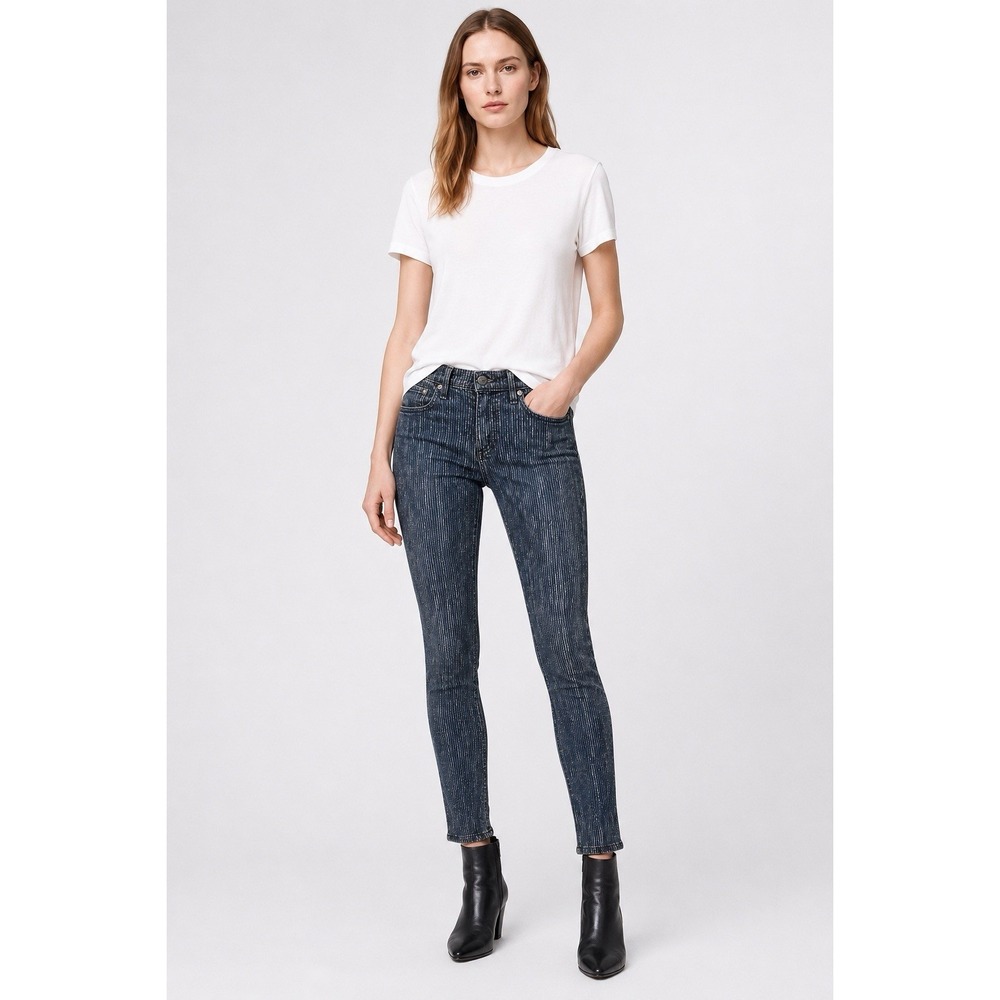 Rag & Bone‎ Jean Skinny Pinstripe Jeans Womens 26 Blue Stretch Denim 28 Inseam
